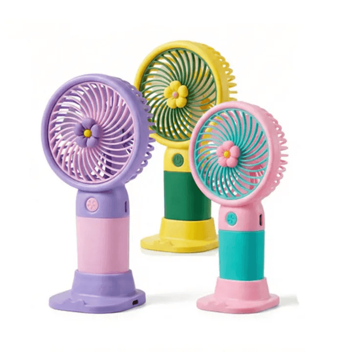 Mini Flower Handheld Fan 2 in 1 USB Rechargeable Portable Desk Fan for Kids Girls