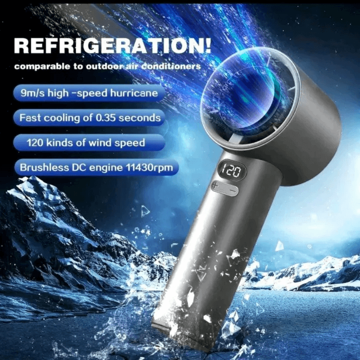 M11 Mini Turbo Hand Fan USB Rechargeable 100 Speed LED Display Portable Cooling Fan