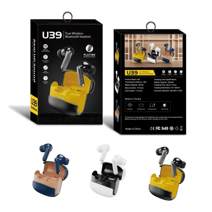 U39 True Wireless Bluetooth Earbuds TWS Magnetic Charging Stereo Earphones with Mic