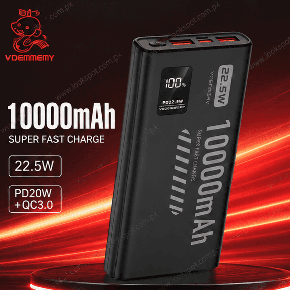 Vdenmenv DP43 10000mAh Power Bank 22.5W Fast Charging PD 20W QC 3.0 Portable Charger
